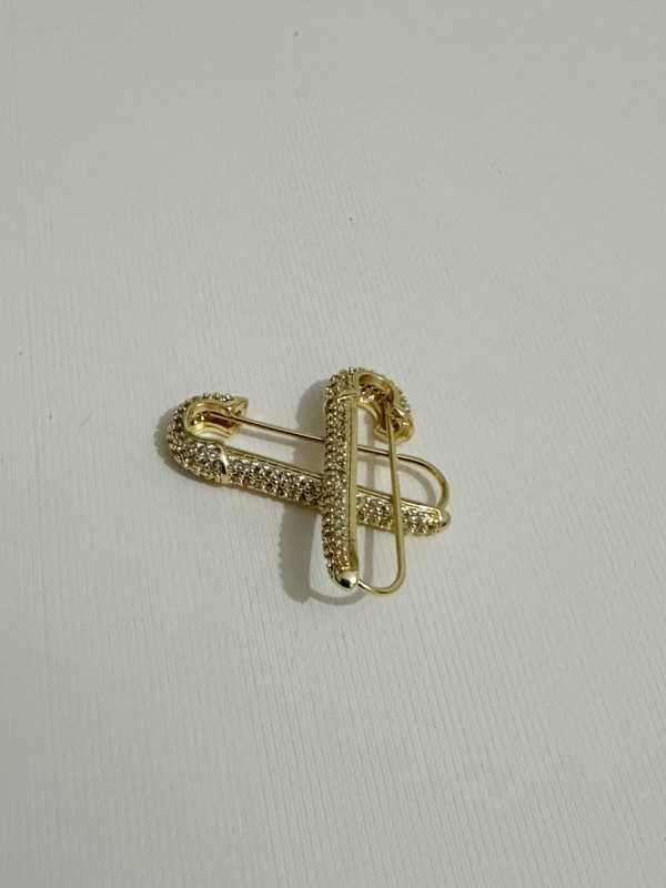 Zirkon Taşlı Çatal İğne Gold Küpe