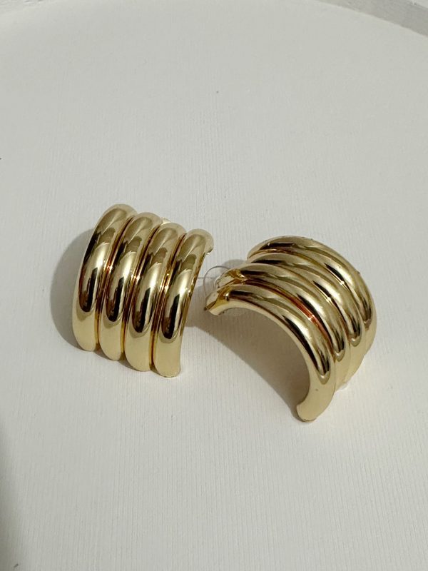 4'lü İnce Yarım Halka Görünümlü Gold Küpe