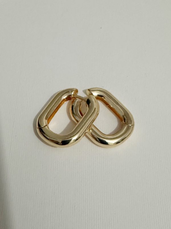 Oval Altın Kaplama Gold Küpe