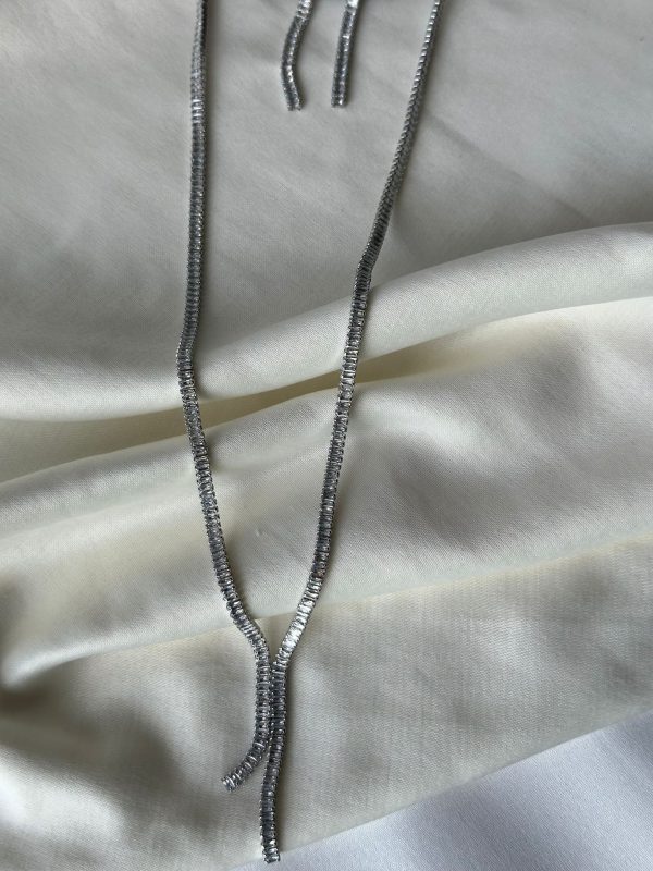 Baget Taşlı Su Yolu Silver Kolye & Küpe Set