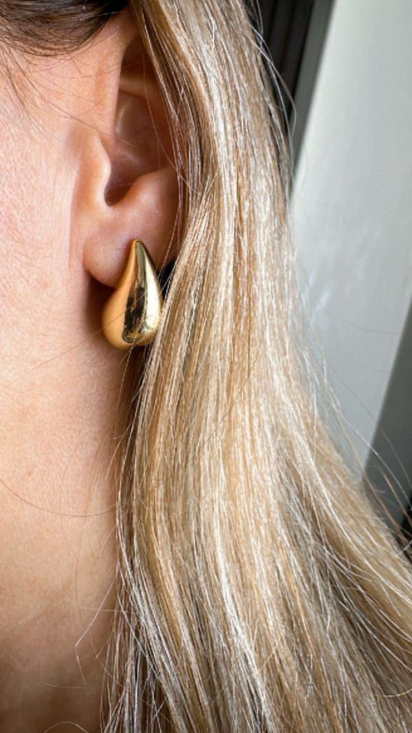 Damla Model Küpe Gold Orta Boy - Görsel 2