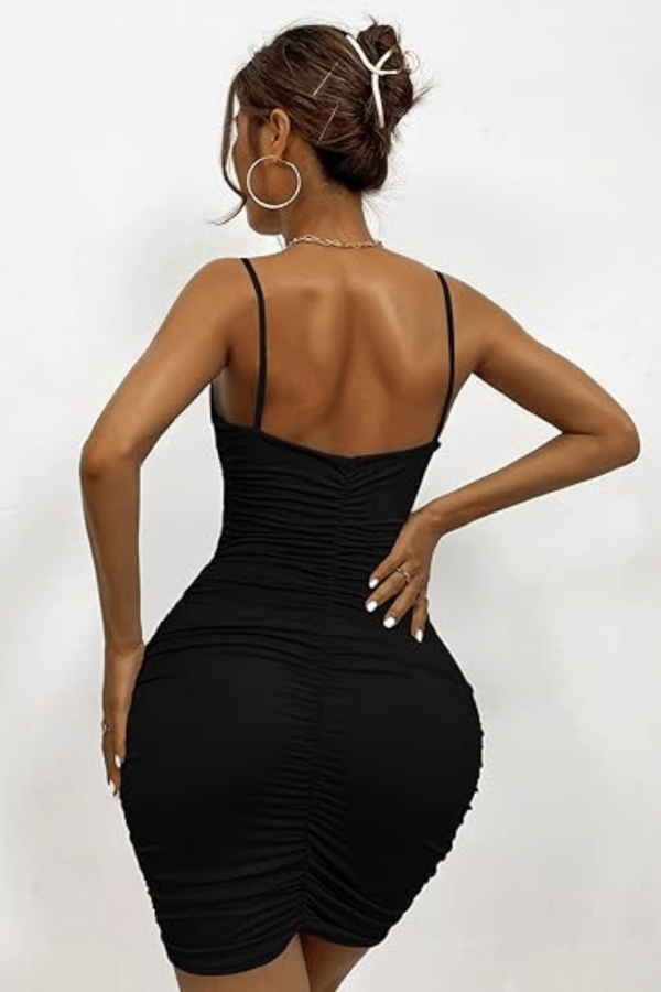Bella Notte Siyah Askılı Özel Tasarım Mini Elbise PR5007 - Görsel 2