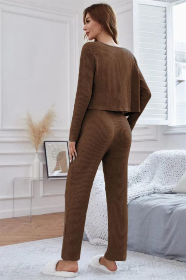 Bella Notte Viskon Kahverengi 3 Lü Trend Crop Takım 7015 - Görsel 3