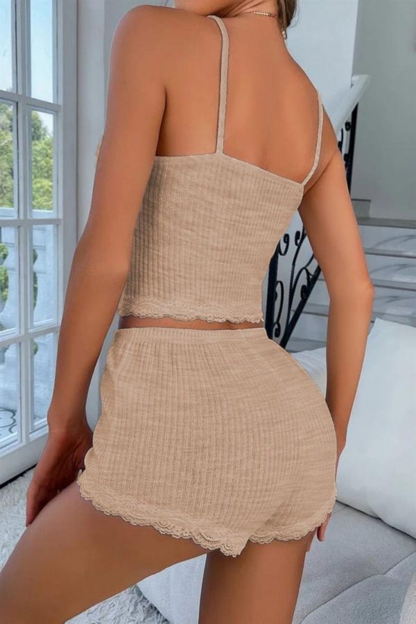 Bella Notte Viskon Koyu Krem Dantelli Hoş Şortlu Takım 7509 - Görsel 2