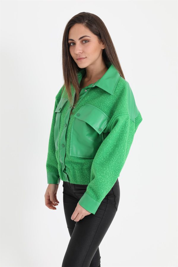 Beli Lastikli Çıtçıtlı Bergamo Gömlek Ceket - Yeşil - Görsel 5