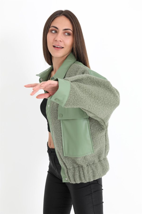 Beli Lastikli Çıtçıtlı Bergamo Gömlek Ceket - Mint Yeşili - Görsel 6