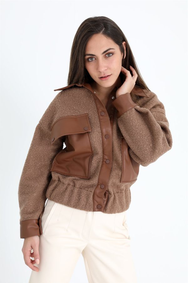 Beli Lastikli Çıtçıtlı Bergamo Gömlek Ceket - Kahve - Görsel 2