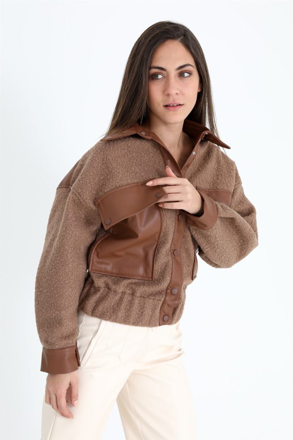 Beli Lastikli Çıtçıtlı Bergamo Gömlek Ceket - Kahve - Görsel 3