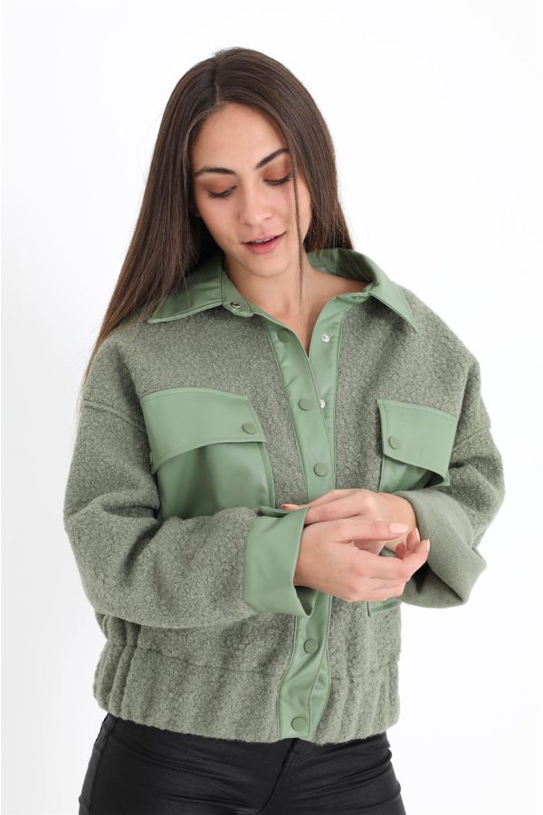 Beli Lastikli Çıtçıtlı Bergamo Gömlek Ceket - Mint Yeşili - Görsel 3