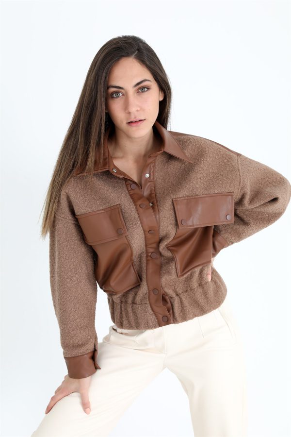 Beli Lastikli Çıtçıtlı Bergamo Gömlek Ceket - Kahve - Görsel 5