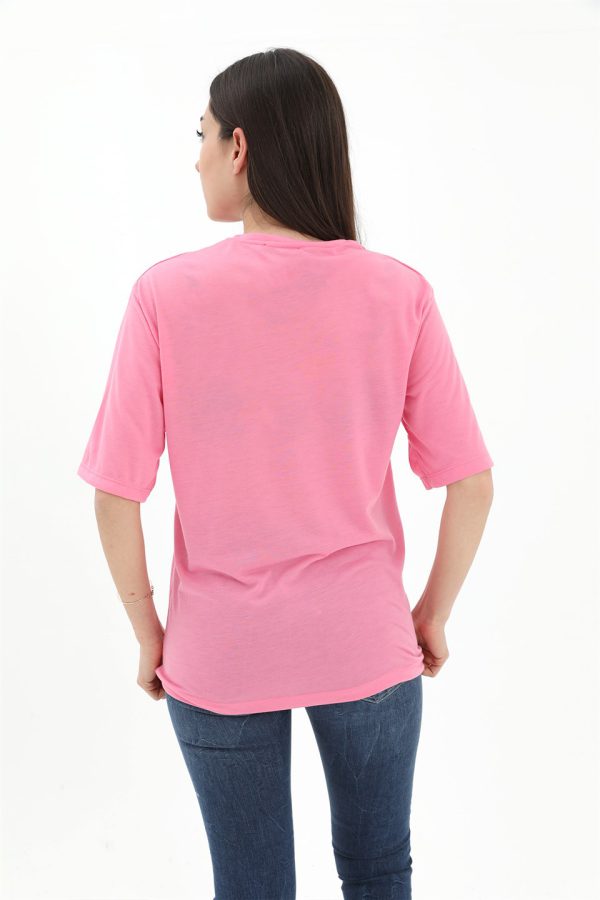 Bisiklet Yaka Denver Leagune Baskılı T-Shirt - Pembe - Görsel 3