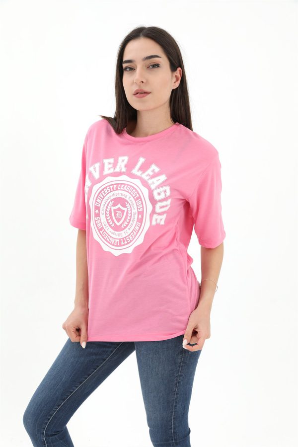Bisiklet Yaka Denver Leagune Baskılı T-Shirt - Pembe - Görsel 2