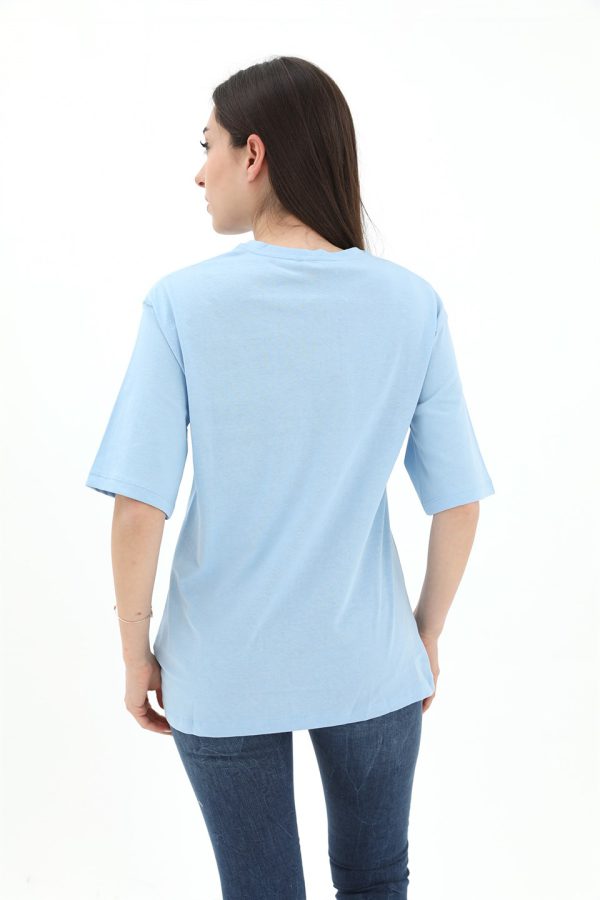 Bisiklet Yaka Denver Leagune Baskılı T-Shirt - Mavi - Görsel 3
