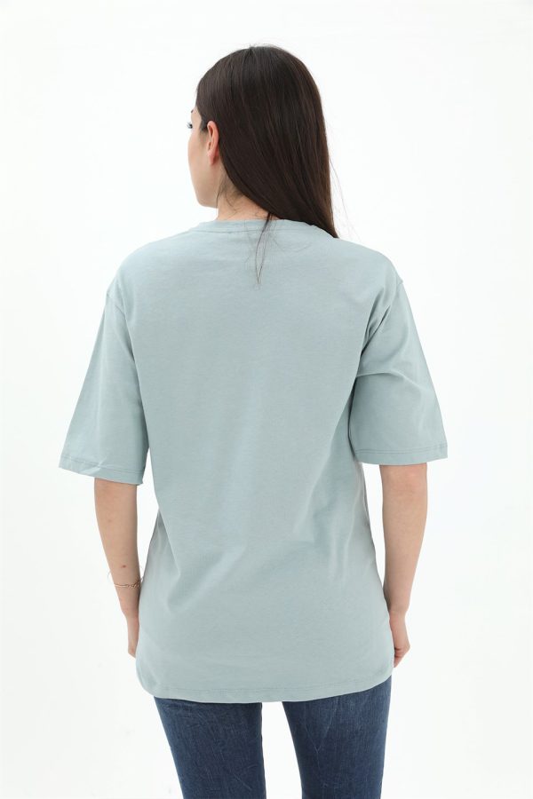 Bisiklet Yaka Denver Leagune Baskılı T-Shirt - Mint Yeşili - Görsel 3