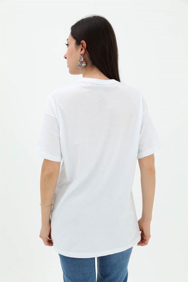 Bisiklet Yaka Taş Detaylı Süprem T-shirt - Beyaz - Görsel 3