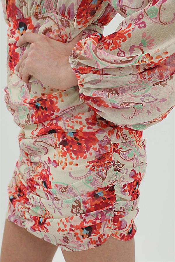 Drape Detaylı Şifon Elbise - Ekru - Görsel 6
