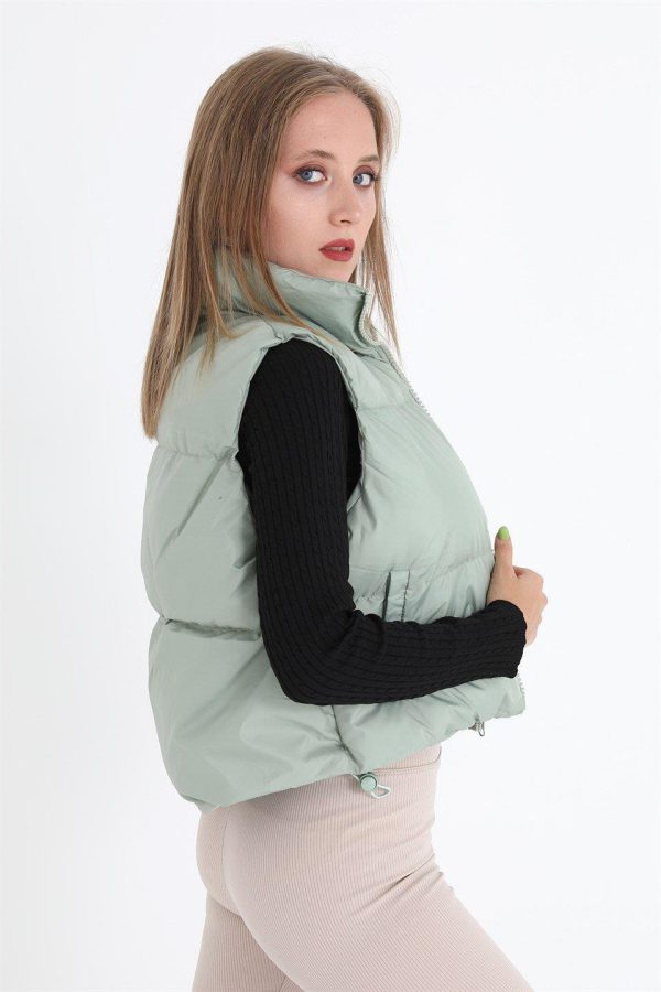 Yelek Önü Fermuarlı Paraşüt Kumaş - Mint Yeşili - Görsel 6