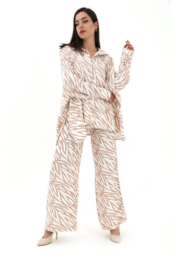 Zebra Desenli Alt Üst İkili Takım - Bej - Görsel 3