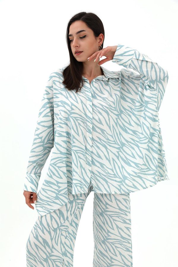 Zebra Desenli Alt Üst İkili Takım - Mavi - Görsel 4