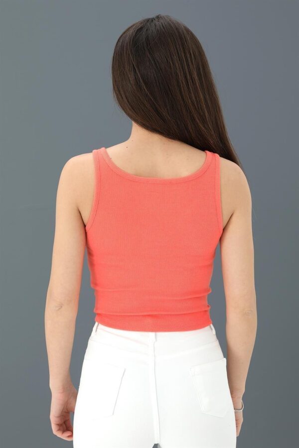 Atlet Önü Büzgülü Crop - Oranj - Görsel 3